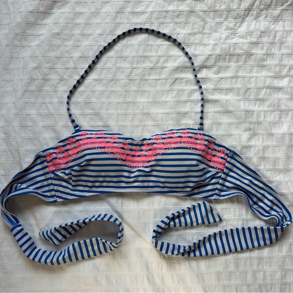 Design Lab Lord & Taylor Nautical Stripe Convertible Bandeau Bikini Top, S